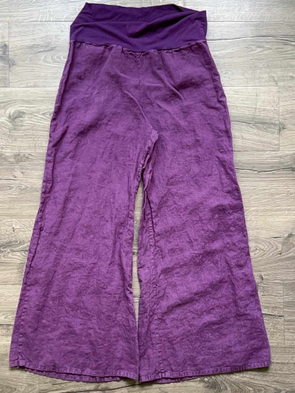 bryn Walker Plum Wide-Leg Linen Pull-On Pants